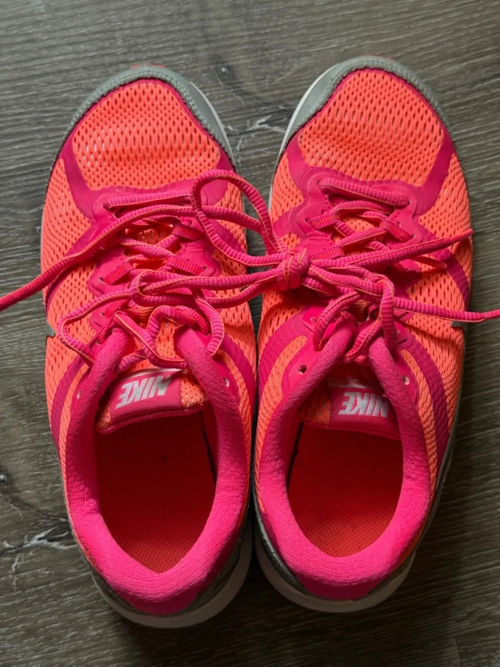 Nike girls Bright Pink and Coral Athletic Running Shoes